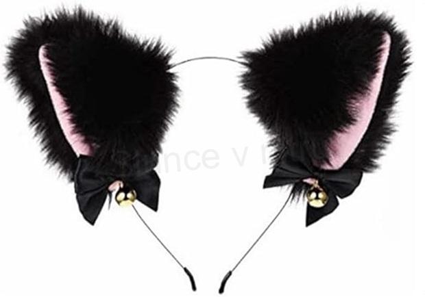 Čelenka s kočičími oušky + choker se srdcem (H698)
