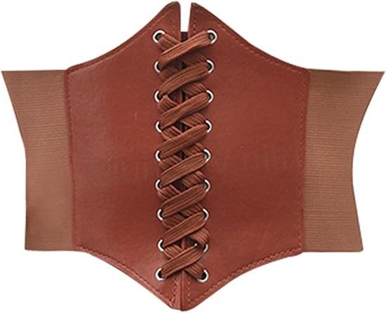 Gotický kožený korzet světle hnědý délka složený 34 cm (K644)