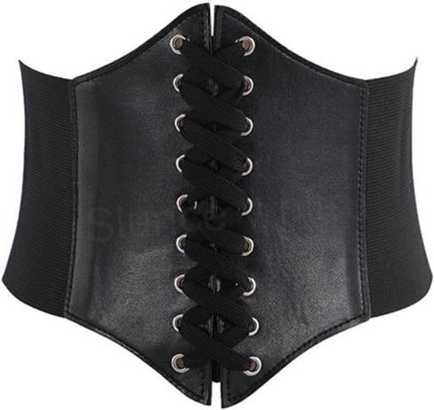 Gotický kožený korzet černý délka složený 34 cm (K645)