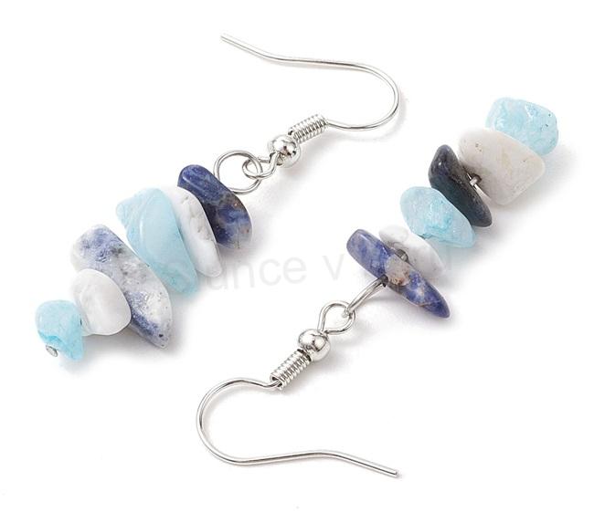 Minerální náušnice howlit, modrý nefrit, sodalit (X2122)