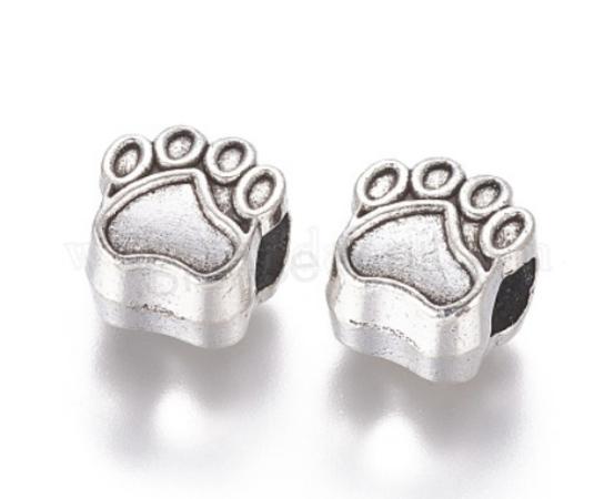 Slitinový korálek tlapka - mezidíl 11,5 x 11 x 7,5 mm stříbro (AA408)