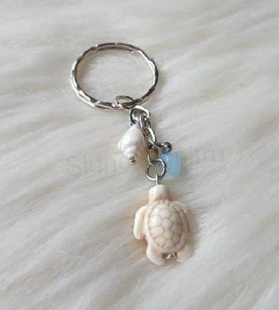 Přívěsek na klíče želva tyrkys, shell, akvamarín (X2135)