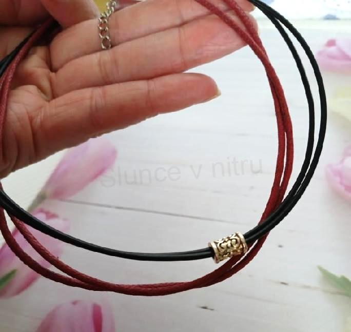 Náhrdelník zdvojený choker s ozdobným přívěskem (BD995)