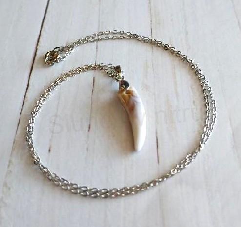 Nerezový náhrdelník s přívěskem Vlčího zubu (BD998)