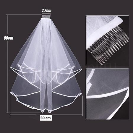 Svatební závoj s hřebínkem délka 80 cm (H709)