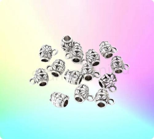 Slitinový korálek s očkem 11 x 9 x 7 mm platinový (AA424)