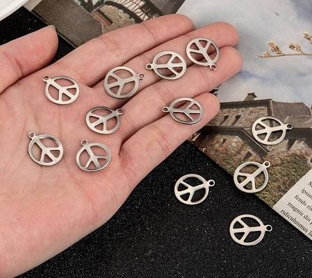 Přívěsek symbol míru nerezová ocel 17 x 14,2 x 1 mm (AA432)