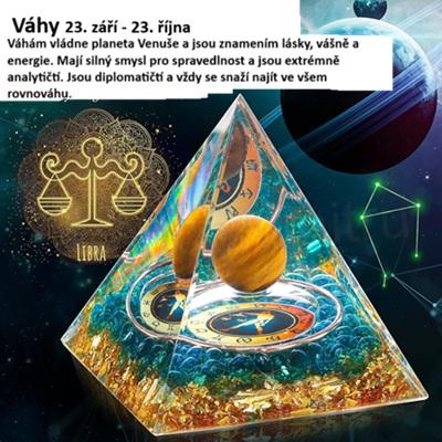 Orgonitová pyramida - znamení váhy, tygří oko 6,2 x 5,9 cm (PP214)