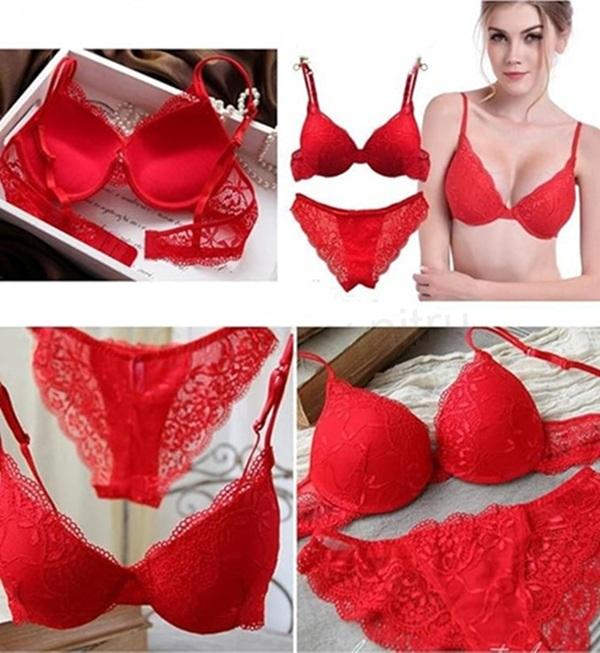 Sada spodního prádla s krajkou – Push Up podprsenka 80C + kalhotky M (K663)