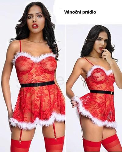 Vánoční krajkové spodní prádlo s G String velikost M/L (K665)