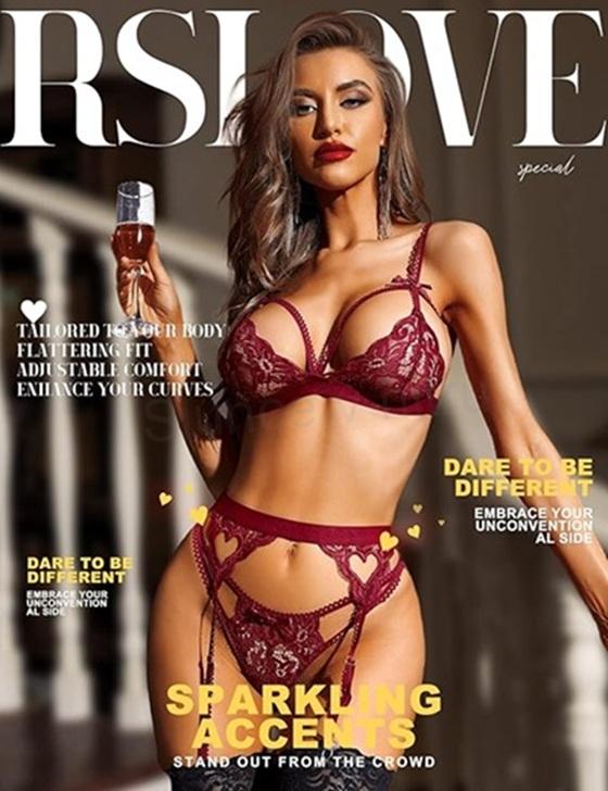 Dámské spodní prádlo s podvazkem a G‑String – velikost 2XL (K666)