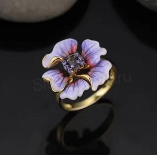 Květinový smaltovaný, zirkonový prsten velikost 57 (BP560)