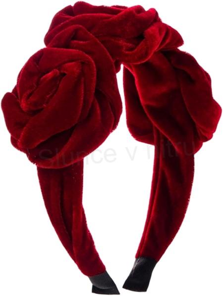 Květinová červená vlasová čelenka (H717)