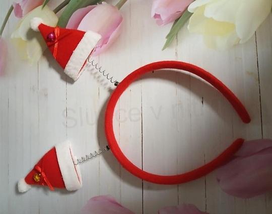 Vánoční čelenka do vlasů čepička (H723)