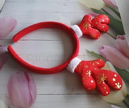 Vánoční čelenka do vlasů červené parůžky (H727)