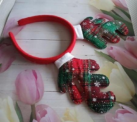 Vánoční čelenka do vlasů barevné parůžky (H734)