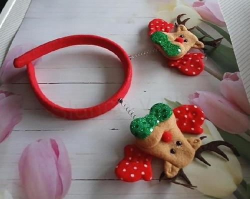 Vánoční čelenka do vlasů sob (H735)