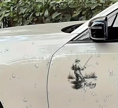 Samolepky na auto pro rybáře Fishing Clipart (E1054)