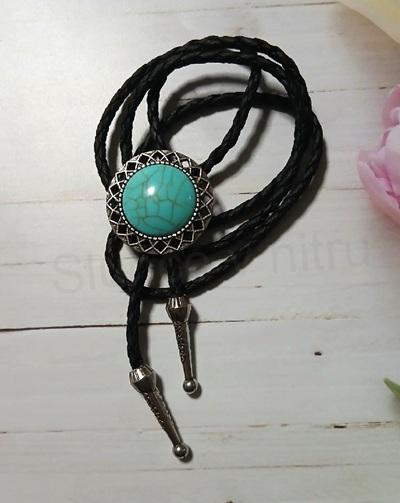 Bolo kravata s ozdobným vzorem a tyrkysovým kamenem (BD1016)