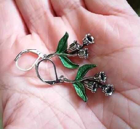 Visací náušnice konvalinka 3D (BB922)