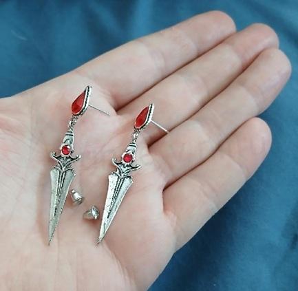 Puzetové náušnice meče s kamínky (BB926)