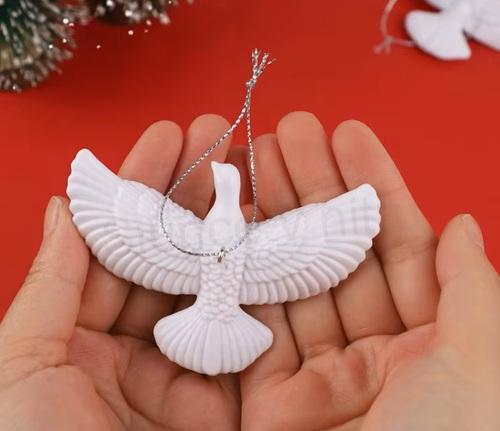 Závěsná ozdoba bílá holubice, ptáček (V206)