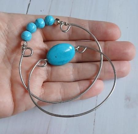 Kovový tyrkysový náramek 2 kusy (BC645)