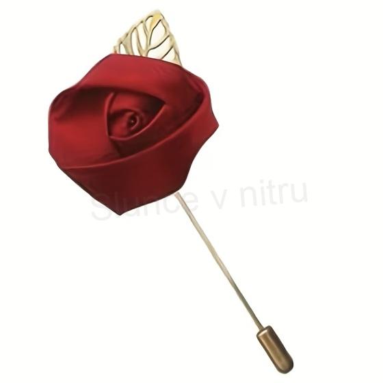 Klopová, špendlíková, kovová brož do klopy růže červená (HB131)