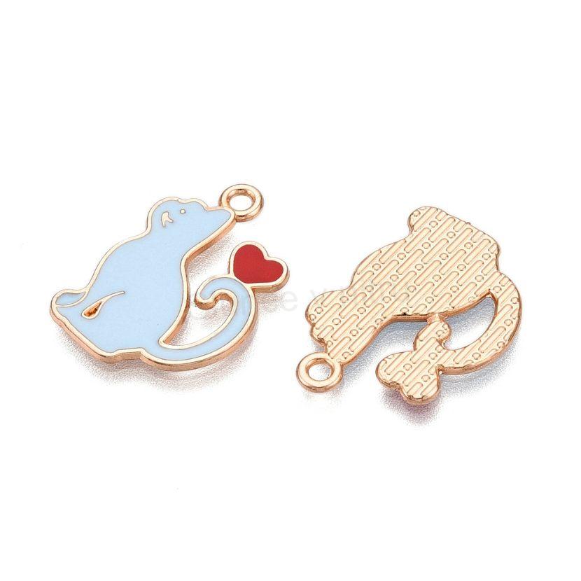 Přívěsek kočička, kočka se srdcovým šarmem 21 x 15 mm (AA440)