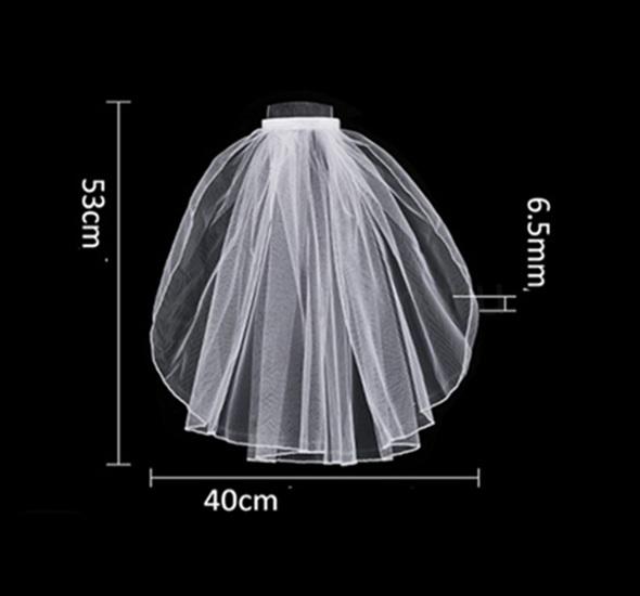 Svatební závoj s hřebínkem délka 53 cm (H739)