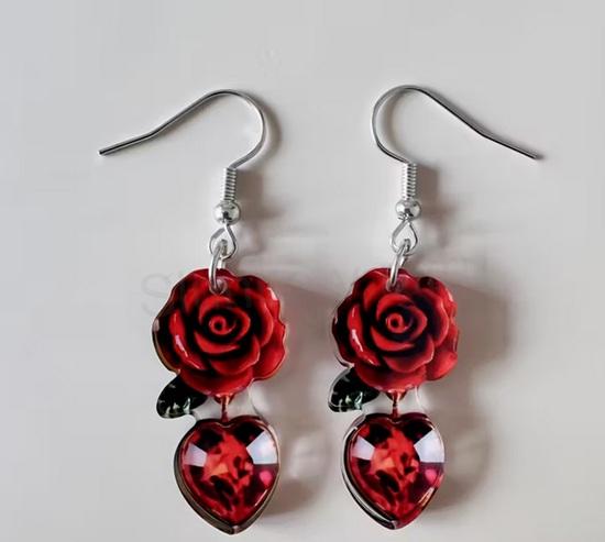 Dlouhé květinové náušnice růže (BB940)