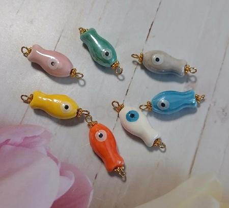 Přívěšek porcelánová ryba, rybka 30 x 10 mm modré (AA442)
