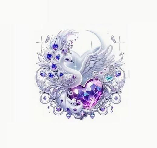 Nášivka vinylová Labuť se srdcem 21 x 19 cm (C821)