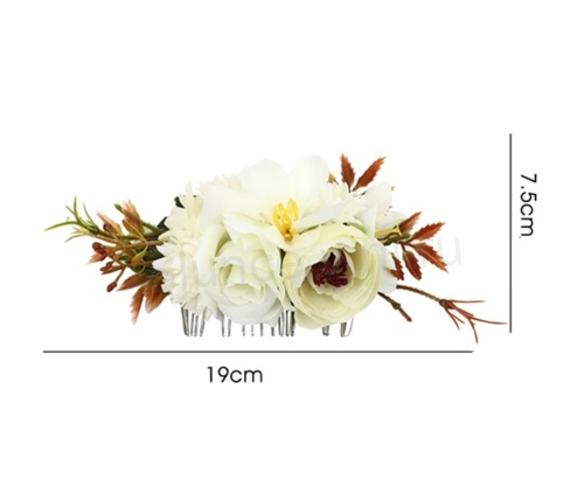 Květinový kovový hřeben, hřebínek do vlasů modrý (H743)