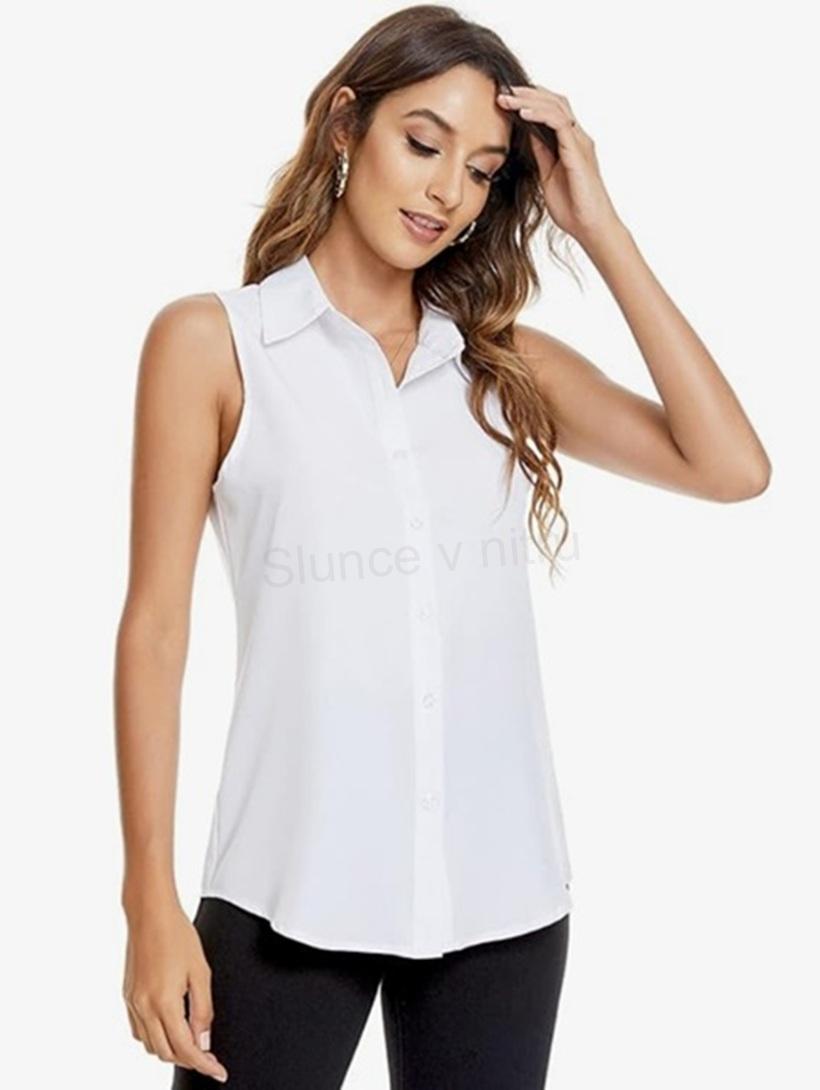 Dámská košile / halenka bez rukávů – knoflíky a límec – 2XL (K683)