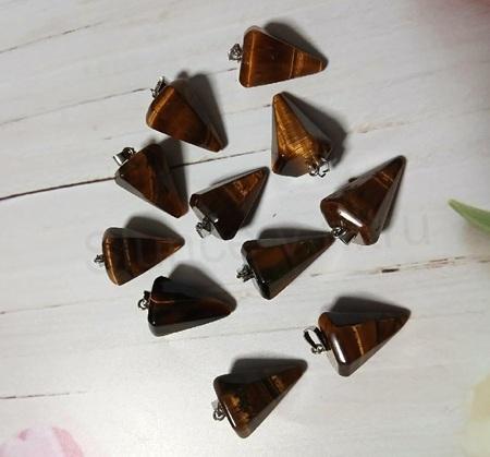 Minerální přívěsek – tygří oko, tvar špice, nerezová úchytka (X2178)