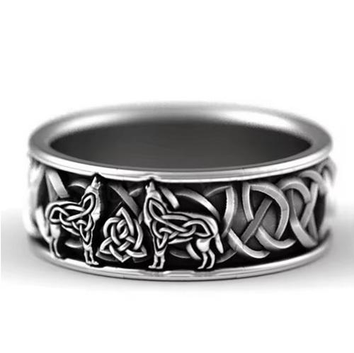 Vikingský prsten s motivem vlků – Nordic Mythology – velikost 59 (BP585)