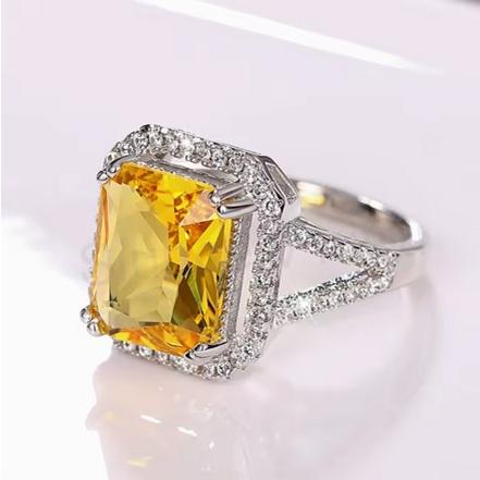 Dámský prsten se žlutým kubickým zirkonem, velikost 56 (BP587)