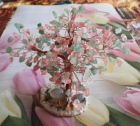 Minerální stromeček štěstí – achát, jahodový křemen, avanturín (X2187)