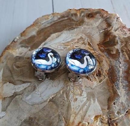 Náušnice klipsny labuť, nerez ocel (BB959)