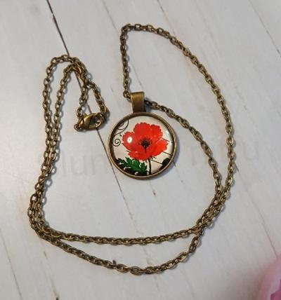 Řetízkový náhrdelník s přívěskem vlčí mák v bronzové barvě (BD1042)