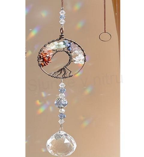 Minerální sluneční křišťálový lapač světla se stromem života (X2210)