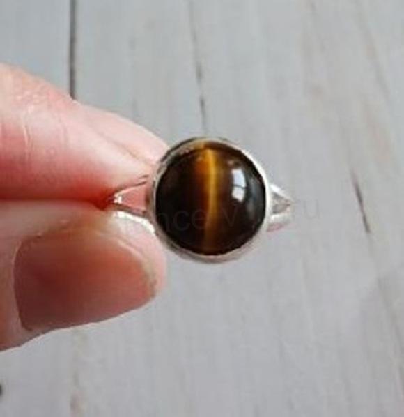 Nastavitelný prsten tygří oko, kámen 10 mm – velikost 55 (X2213)