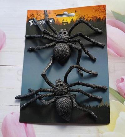 Halloweenská dekorace – Pavouci 2 ks (cca 13 cm) – černí (D759)