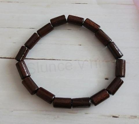 Korálkový dřevěný náramek korálky 6,6 mm (BC672)