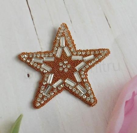 Samolepicí nášivka hnědá hvězdička s kamínky (C866)