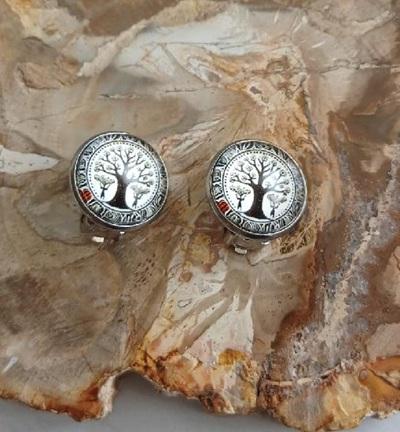 Náušnice klipsy strom života, kabošon 14 mm – nerez (BB1000)
