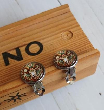 Náušnice klipsy ovečka, kabošon 14 mm – nerez (BB1005)