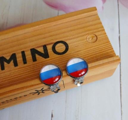 Náušnice klipsy trikolóra, kabošon 14 mm – nerez (BB1007)