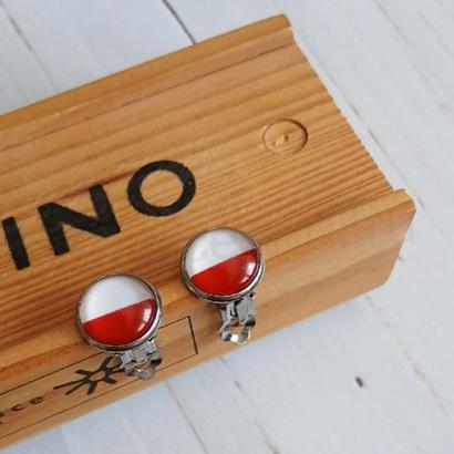 Náušnice klipsy polská vlajka, kabošon 14 mm – nerez (BB1009)